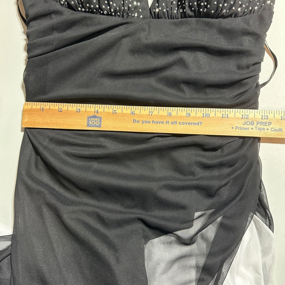 Blondie Nites Black White Gown Womens 13 Halter‎ Maxi Dress Rhinestone Y2K - Picture 11 of 12